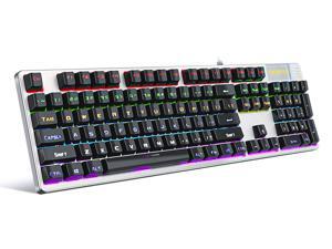 KITCOM Mechanical Gaming USB Wired Keyboard with Brown Switch Tactile/Slightly Clicky, Rainbow LED Backlit Double-Shot Keycaps 104 Keys Full Size Computer Laptop Keyboard for Windows PC/MAC Gamers KITCOM Mechanical Gaming USB Wired Keyboard with Brown Switch Tactile/Slightly Clicky, Rainbow LED Backlit Double-Shot Keycaps 104 Keys Full Size Computer Laptop Keyboard for Windows PC/MAC Gamers