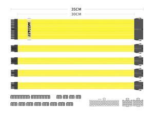 KITCOM PC Build Customization Mod Sleeve Extension ATX Power Supply Braided Cable Kit/Set 18AWG ATX/ Extra-Sleeved 24-PIN/8-pin PCI-E (6+2, 4+4) with combs, Yellow KITCOM PC Build Customization Mod Sleeve Extension ATX Power Supply Braided Cable Kit/Set 18AWG ATX/ Extra-Sleeved 24-PIN/8-pin PCI-E (6+2, 4+4) with combs, Yellow