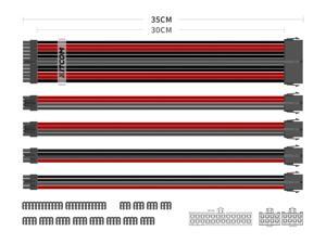 KITCOM PC Build Customization Mod Sleeve Extension ATX Power Supply Braided Cable Kit/Set 18AWG ATX/ Extra-Sleeved 24-PIN / 8-Pin PCI-E (6+2) / 8-Pin PES (4+4) with Combs, Black/Red/Grey Mixture KITCOM PC Build Customization Mod Sleeve Extension ATX Power Supply Braided Cable Kit/Set 18AWG ATX/ Extra-Sleeved 24-PIN / 8-Pin PCI-E (6+2) / 8-Pin PES (4+4) with Combs, Black/Red/Grey Mixture