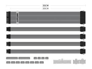 KITCOM PC Build Customization Mod Sleeve Extension Power Supply Braided Cable Kit/Set 18AWG ATX/ Extra-Sleeved 24-PIN/8-pin PCI-E (6+2, 4+4) with combs, Grey KITCOM PC Build Customization Mod Sleeve Extension Power Supply Braided Cable Kit/Set 18AWG ATX/ Extra-Sleeved 24-PIN/8-pin PCI-E (6+2, 4+4) with combs, Grey
