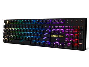 Mechanical Gaming Keyboard RGB KITCOM NK60 Hot-swappable Linear/Quiet-Red Switch Fast Actuation 104 Keys Full Size Detachable USB Type-C NKRO Computer Laptop Wired Keyboard for Windows PC/MAC Gamers