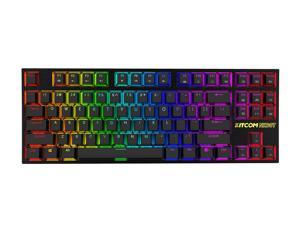 RGB Mechanical Keyboard TKL KTICOM Gaming NK60T Cherry MX Blue Switch Equivalent Compact 87 Keys Tenkeyless LED Backlit Detachable USB Type-C Cable Computer Wired Keyboard for Windows PC/MAC Gamers