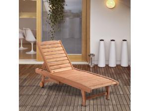 Wooden Chaise Lounge PooRecliner l Chair w/ Pullout Tray Wheels Garden Wooden Chaise Lounge PooRecliner l Chair w/ Pullout Tray Wheels Garden