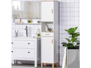 Freestanding Bathroom Storage Cabinet Slimline Unit w/ Adjustable Shelf Cupboard Freestanding Bathroom Storage Cabinet Slimline Unit w/ Adjustable Shelf Cupboard