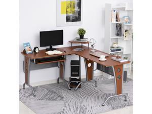 L-Shaped Corner Computer Office Table PC Desk Workston with Keyboard Tray L-Shaped Corner Computer Office Table PC Desk Workston with Keyboard Tray
