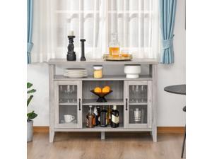 Rustic Style Sideboard Serving Buffet Storage Cabinet Cupboard with Glass Doors Rustic Style Sideboard Serving Buffet Storage Cabinet Cupboard with Glass Doors