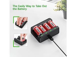 CR2 Lithium Rechargable 4 Slot Battery Charger with 8pc CR2 Rechargeable Battery
