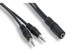 6Ft 3.5 mm female to Dual male TRS Splitter Cable