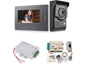 Video Intercom System, Wired Video Door Phone Ktis with 7 Inches Monitor + Camera + Power Supply Control + Electric Door Lock for Villa House Office Apartment Video Intercom System, Wired Video Door Phone Ktis with 7 Inches Monitor + Camera + Power Supply Control + Electric Door Lock for Villa House Office Apartment