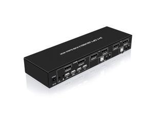 E-sds DisplayPort KVM Switch Dual Monitor 4K DP KVM Switch 2 Port, 2 Extral USB Ports, Audio and Microphone Output E-sds DisplayPort KVM Switch Dual Monitor 4K DP KVM Switch 2 Port, 2 Extral USB Ports, Audio and Microphone Output