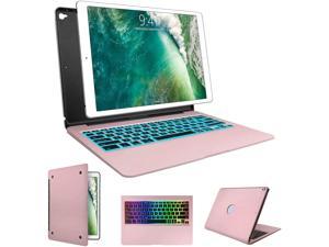 Rose Gold 7 Backlight with Pencil Holder Detachable Wireless Keyboard Cover for New iPad 8th Gen/7th Gen 10.2” 2020 Keyboard Case for iPad 8th Generation 10.2 Inch /7th Gen 2019 