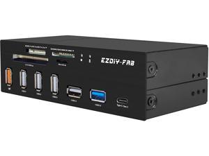 EZDIY-FAB PC Front Panel Internal Card Reader USB HUB, USB 3.1 Gen2 Type-C Port,USB 3.0 Support SD MS XD CF TF Card for Computer, Fits Any 5.25" Computer Case Front Bay