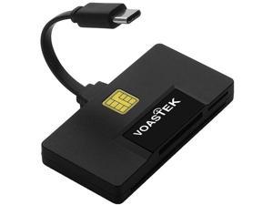 VOASTEK Smart Card Reader USB C, CAC Card Reader with 3 Slots SD/Micro SD Memory Card Reader Compatible with Mac, MacBook Pro, Chromebook and Other Type C Laptops