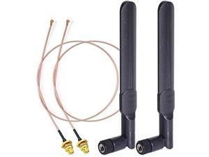 2 x 21CM U.FL/IPEX to RP-SMA Female Pigtail Cable for Mini PCIe Card Wireless Routers PC Desktop 2X 8dBi 2.4GHz 5GHz 5.8GHz Dual Band Wireless Network WiFi RP SMA Male Antenna 