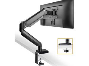 Single Monitor Desk Mount - Fully Articulating Gas Spring Monitor Arm, VESA Mount for Screen up to 32 inches, Height Adjustable Aluminum Computer Monitor Stand with C Clamp, Grommet Base