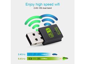 Ovker USB WiFi Bluetooth Adapter 600Mbps Dual Band 2.4/5Ghz Wireless Network Card External Receiver Mini WiFi Dongle for PC/Laptop/Desktop