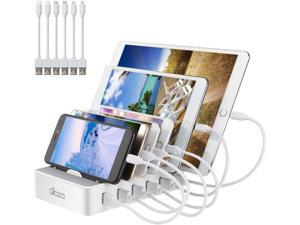 Fast Charging Station for Multiple Devices-Charging Station Family Charge Docking Station & Organizer with 6 USB Ports Mixed Cables-Compatible with iPhone iPad and Android Phone and Tablet Fast Charging Station for Multiple Devices-Charging Station Family Charge Docking Station & Organizer with 6 USB Ports Mixed Cables-Compatible with iPhone iPad and Android Phone and Tablet