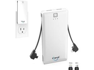 Chargii - Apple Power Bank - All-in-One Portable Charger - Cell Phone Battery Backup - Built-in Wall Plug AC Adapter Apple & USB-C Cables - 2 USB Ports - 5000 mAH (iPhone & Android) Chargii - Apple Power Bank - All-in-One Portable Charger - Cell Phone Battery Backup - Built-in Wall Plug AC Adapter Apple & USB-C Cables - 2 USB Ports - 5000 mAH (iPhone & Android)