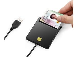 CAC Card Reader DOD Military USB Common Access Smart Card Reader Adapter/ID Card/SD/SIM/Vista/IC Bank Chip Card Support ISO7816,Compatible with Windows Computer/Linux/Android (Black)