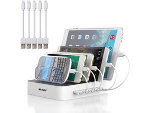 Charging Station for Multiple Devices MSTJRY 5 Port Multi USB Charger Station with Power Switch Compatible with iPhone iPad Cell Phone Tablets (White 5 Mixed Short Cables Included) Charging Station for Multiple Devices MSTJRY 5 Port Multi USB Charger Station with Power Switch Compatible with iPhone iPad Cell Phone Tablets (White 5 Mixed Short Cables Included)