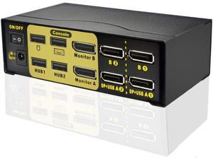 2 Port DisplayPort Kvm Switch-Dual-Monitor-DP 1.2 USB Kvm Switch- 4K @60Hz Dual View-2.0 USB Hub-Ir Switching,Control Up to 2 Computers with (DP+DP+USB) Input Ports and 2 Montiors with DP Ports 2 Port DisplayPort Kvm Switch-Dual-Monitor-DP 1.2 USB Kvm Switch- 4K @60Hz Dual View-2.0 USB Hub-Ir Switching,Control Up to 2 Computers with (DP+DP+USB) Input Ports and 2 Montiors with DP Ports