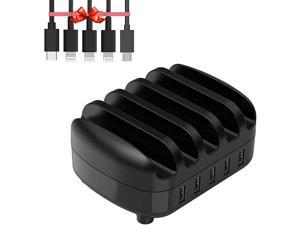 Charging Station for Multiple Devices, 5-Ports Charging Station Organizer for iPhone, Samsung, Cell Phone, iPad, and Other Electronics, Compatible USB Docking Station. (Black)… Charging Station for Multiple Devices, 5-Ports Charging Station Organizer for iPhone, Samsung, Cell Phone, iPad, and Other Electronics, Compatible USB Docking Station. (Black)…