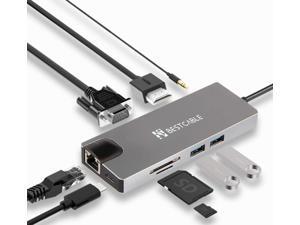 USB C hub Adapter, BEST CABLE USB C 9in1 Multi-Function Extension Hub - USB C to HDMI+Gigabit Ethernet RJ45+2USB3.0+VGA+PD+SD/TF Card+3.5mmAudio,Compatible with MacBook,Samsung,and More… USB C hub Adapter, BEST CABLE USB C 9in1 Multi-Function Extension Hub - USB C to HDMI+Gigabit Ethernet RJ45+2USB3.0+VGA+PD+SD/TF Card+3.5mmAudio,Compatible with MacBook,Samsung,and More…