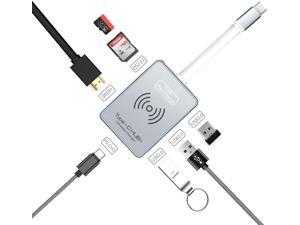 8-in-1 USB-C Hub, Type C Adapter, EWETON Docking Station with 10W Wireless Charger, 1 USB3.0 2 USB2.0, HDMI 4K, Micro SD/TF Card Reader, USB-C PD 100W Compatible for Mac Pro & Type C Laptops-Gray 8-in-1 USB-C Hub, Type C Adapter, EWETON Docking Station with 10W Wireless Charger, 1 USB3.0 2 USB2.0, HDMI 4K, Micro SD/TF Card Reader, USB-C PD 100W Compatible for Mac Pro & Type C Laptops-Gray
