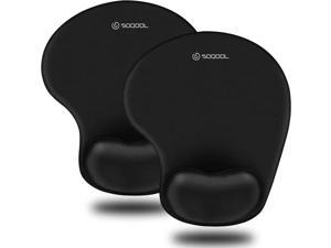 Mouse Pad SOQOOL 2 Pack Ergonomic Mouse Pads with Comfortable Gel Wrist Rest Support and Lycra Cloth Non-Slip PU Base for Easy Typing Pain Relief Durable and Easy to Clean Black