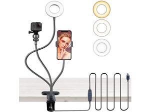 Webcam Mount Stand with Light, Monitor Webcam Holder Light for Live, Flexible Gooseneck USB 3 in 1 Webcam Document Stand with LED Light, Phone Stand and Webcam Mount for Live Streaming Webcam Mount Stand with Light, Monitor Webcam Holder Light for Live, Flexible Gooseneck USB 3 in 1 Webcam Document Stand with LED Light, Phone Stand and Webcam Mount for Live Streaming