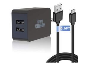Kindle Fire Fast Charger, 5V 2.4A 24W Charger for Amazon Kindle Fire HD, HDX 6" 7" 8.9" 9.7", Fire 7 8, Dual Port USB Wall Charger with 6.6FT Micro USB Cable for Samsung, Galaxy S7, Android Phone Kindle Fire Fast Charger, 5V 2.4A 24W Charger for Amazon Kindle Fire HD, HDX 6" 7" 8.9" 9.7", Fire 7 8, Dual Port USB Wall Charger with 6.6FT Micro USB Cable for Samsung, Galaxy S7, Android Phone