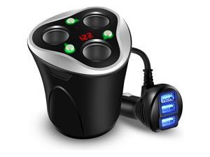 3 Socket Cigarette Lighter Splitter Power Adapter + 3 USB Car Charger 120W 12V/24V DC Outlet with Volt Meter, On/Off Switch for Cell Phone GPS Dash Cam & All Electronic Devices (Black) 3 Socket Cigarette Lighter Splitter Power Adapter + 3 USB Car Charger 120W 12V/24V DC Outlet with Volt Meter, On/Off Switch for Cell Phone GPS Dash Cam & All Electronic Devices (Black)