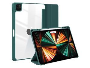 Case for iPad Pro 12.9 2021 5th Generation - Clear Back Air-Pillow Full-Body Protection Smart Shell Slim Trifold Stand Sleep/Wake Cover with Pencil Holder for iPad Pro 12.9" 2021 2020, Green Case for iPad Pro 12.9 2021 5th Generation - Clear Back Air-Pillow Full-Body Protection Smart Shell Slim Trifold Stand Sleep/Wake Cover with Pencil Holder for iPad Pro 12.9" 2021 2020, Green