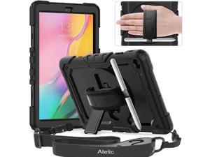 Samsung Galaxy Tab A 10.1 Case,ONLY Fit (SM-T510/T515/T517) 2019.(NOT FIT Other Samsung Tablet 10.1) Full-Body Case with Rotating Stand S Pen Holder for Samsung Galaxy Tab A 10.1, Black+Black