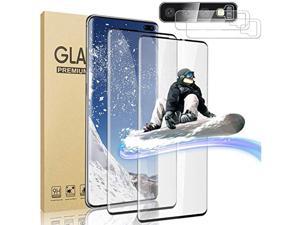 [2 + 2 Lens Protector] Galaxy S10 Plus Tempered Glass Screen Protector, 9H Hardness, Support Fingerprint Unlock, 3D Bending Full Coverage,Easy to Install,for Samsung Galaxy S10 Plus/ S10 + (6.4 Inch)