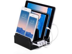 The Compact Charging Station by - Say Goodbye to Clutter, The Compact Way. Desk Organizer Dock and Stand - Black Leatherette