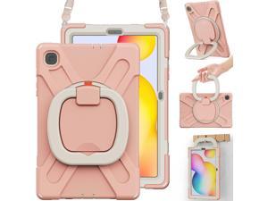 Samsung Galaxy Tab S6 Lite 104 Case for Kids Silicone Cover with Hand Grip Shoulder Strap Kickstand S Pen Holder for Galaxy Tab S6 Lite 104 20222020 SMP610P615P613P619Rose Gold