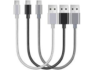 CableCreation Short Double Angle-Dual Angled Short Micro USB Cable with Aluminium Case,15cm 2-Pack 0.5ft 90 Degree USB 2.0 A to Micro USB B Cable Space Gray 