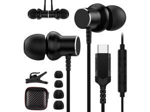 USB C Headphones Wired Earbuds for Galaxy S21 Plus Type C Magnetic Earphones with Mic HiFi Stereo Headset Volume Control Headphone for Samsung S21 Ultra Z Flip3 Fold3 S20 FE Note 20 iPad Mini 6