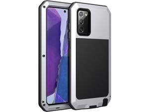 Galaxy Note 20 Case,Built-in Gorilla Glass Luxury Aluminum Alloy Protective Metal Extreme Shockproof Military Bumper Heavy Duty Cover Shell Case for Samsung Galaxy Note 20 6.7" (Silver)