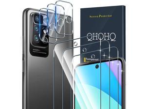 3 Pack Screen Protector for Xiaomi Redmi 10 Redmi 10 Prime (Not fit Redmi Note 10) with 3 Packs Camera Lens Protector, Ultra HD Tempered Glass Film,9H Hardness, Anti-Scratch, Easy Install