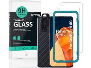 Ibywind Screen Protector for OnePlus 9 Pack of 2 with Metal Camera Lens ProtectorBack Carbon Fiber Skin ProtectorIncluding Easy Install Kit