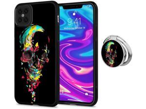 Sugar Skull iPhone 11 Case with Grip Ring Holder Multi-Function Cover Slim Soft and Hard Tire Shockproof Protective Phone Case Slim Hybrid Shockproof Case for iPhone 11 