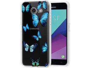 Clear Slim for Galaxy J3 2017/J3 Emerge/Express Prime 2/Amp Prime 2/J3 Mission/J3 Eclipse/J3 Luna Pro Case, Floral Soft TPU Rubber Protective Cover for Samsung Galaxy J3 Prime (Butterfly)