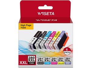 WISETA Compatible Ink Cartridge Replacement for Canon PGI280 XXL & CLI281 XXL Combo Pack Printer Ink Cartridges to use with Canon TS9120 TS8320 TS8220 TS9100 TS8120 Printers (6-Color)