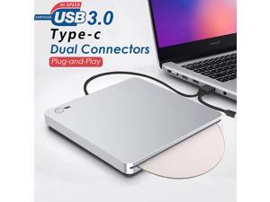 External DVD Drive USB 3.0/USB-C Dual Connectors Portable Blue-Ray CD/DVD Player Burner for Laptop PC Windows XP/7/8 Mac OS External DVD Drive USB 3.0/USB-C Dual Connectors Portable Blue-Ray CD/DVD Player Burner for Laptop PC Windows XP/7/8 Mac OS