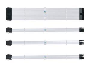 PSU Extension cable,HYMAVIN PSU Sleeved Cable, 16AWG White Braided ATX EPS PCI-E Extension Cable Kit with Combs for CPU GPU Power Supply Unit 30CM,4 + 4 pin, 6 + 2 pin, 24 pin ATX extension,White PSU Extension cable,HYMAVIN PSU Sleeved Cable, 16AWG White Braided ATX EPS PCI-E Extension Cable Kit with Combs for CPU GPU Power Supply Unit 30CM,4 + 4 pin, 6 + 2 pin, 24 pin ATX extension,White