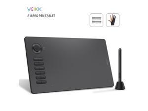 Graphic Drawing Tablet Linux and Android Supported VEIKK A15pro Digital Drawing Pad with 12 Express Keys and 1 quick dial with 10 x 6 Inch Pen Tablet Battery-Free Stylus 8192 Levels - Grey