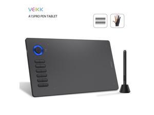 Graphic Drawing Tablet Linux and Android Supported VEIKK A15pro Digital Drawing Pad with 12 Express Keys and 1quick dial 10 x 6 Inch Pen Tablet Battery-Free Stylus 8192 Levels - Blue