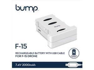 Bump F-15 GPS Drone Replacement Rechargeable Battery 7.4V Output and 2000mAH Capacity with USB Cable for RC Quadcopter Bump F-15 GPS Drone Replacement Rechargeable Battery 7.4V Output and 2000mAH Capacity with USB Cable for RC Quadcopter